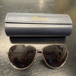 Chopard Silver and Black Aviator Sunglasses